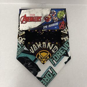 Marvel Avengers 2PK Pet Bandana 17.5” X 17.5" Wakanda Forever Black Panther NEW